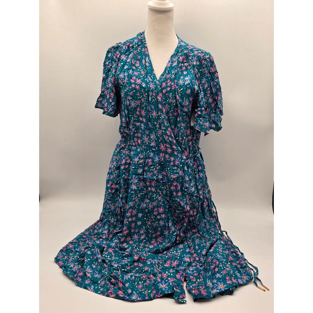 Draper James RSVP Women's Small Teal Floral Ruffle Maxi Dress NWT 101-519